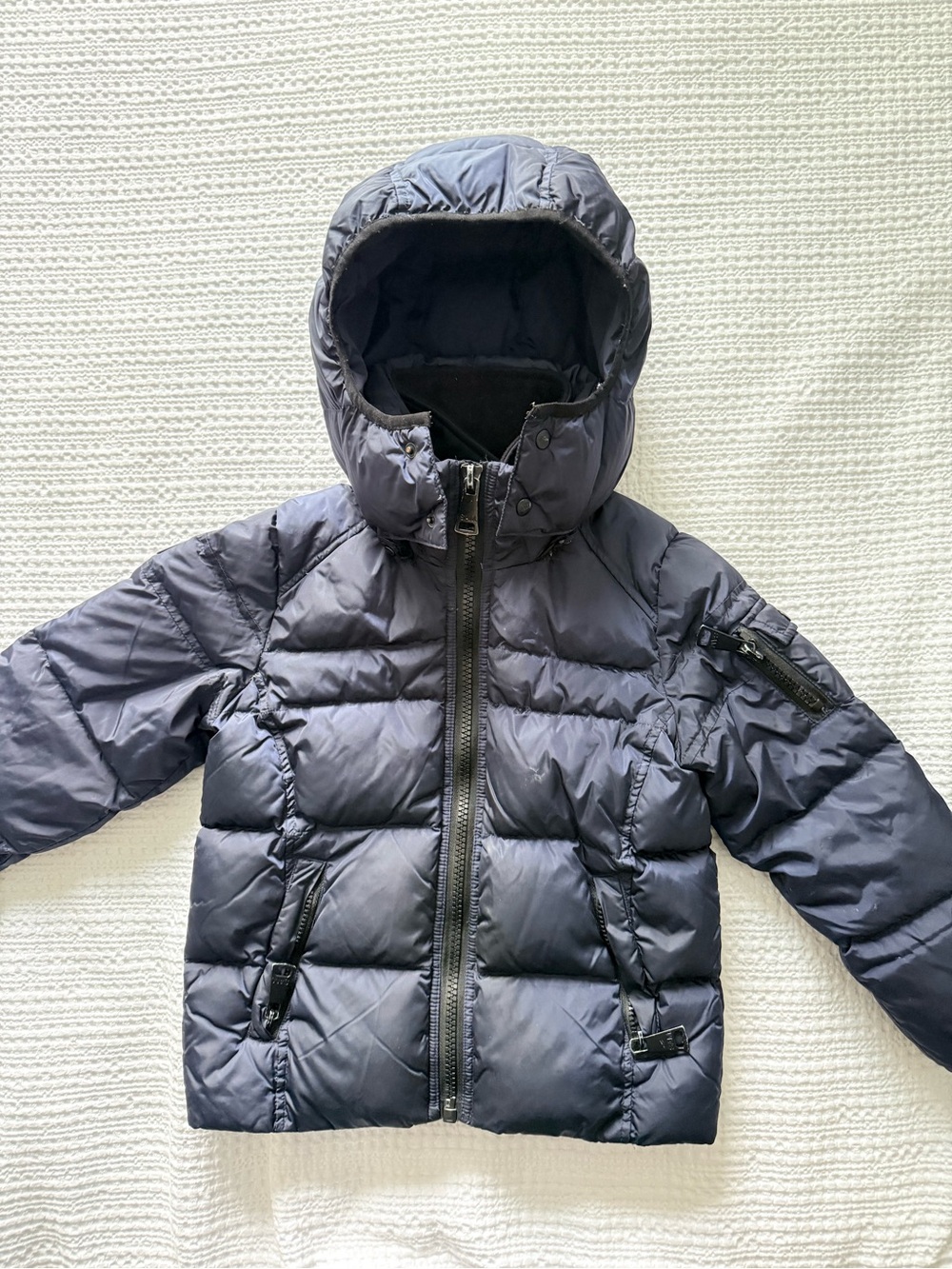SAM. Kids Dark Blue Quilted Puffer Jacket with Hood